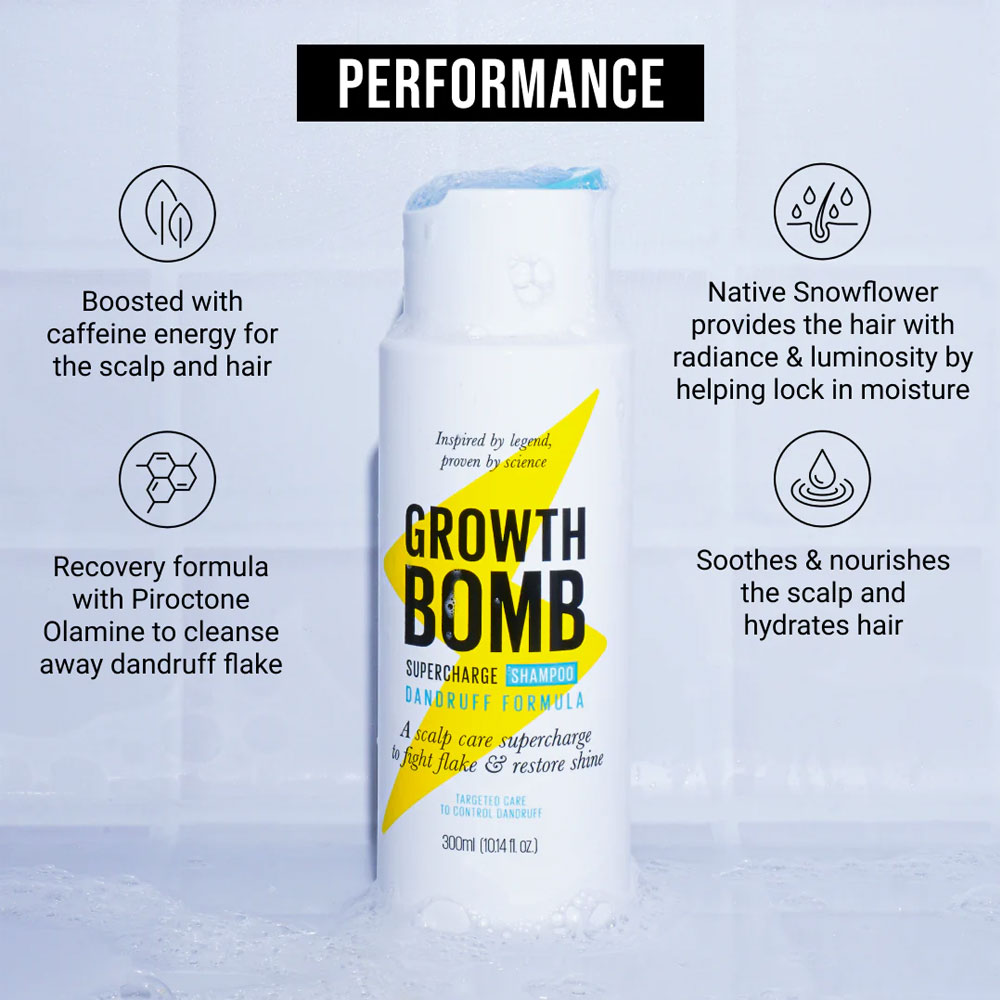 Growth Bomb Supercharge Shampoo Dandruff Formula 300ml