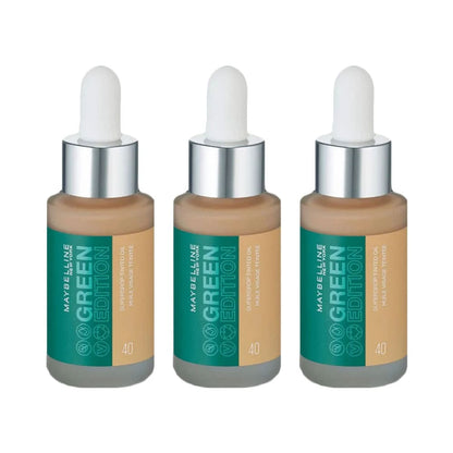 3x Maybelline Green Edition Superdrop Tinted Foundation Oil 40 20ml