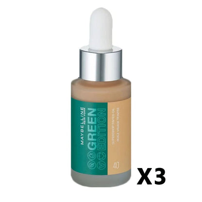 3x Maybelline Green Edition Superdrop Tinted Foundation Oil 40 20ml