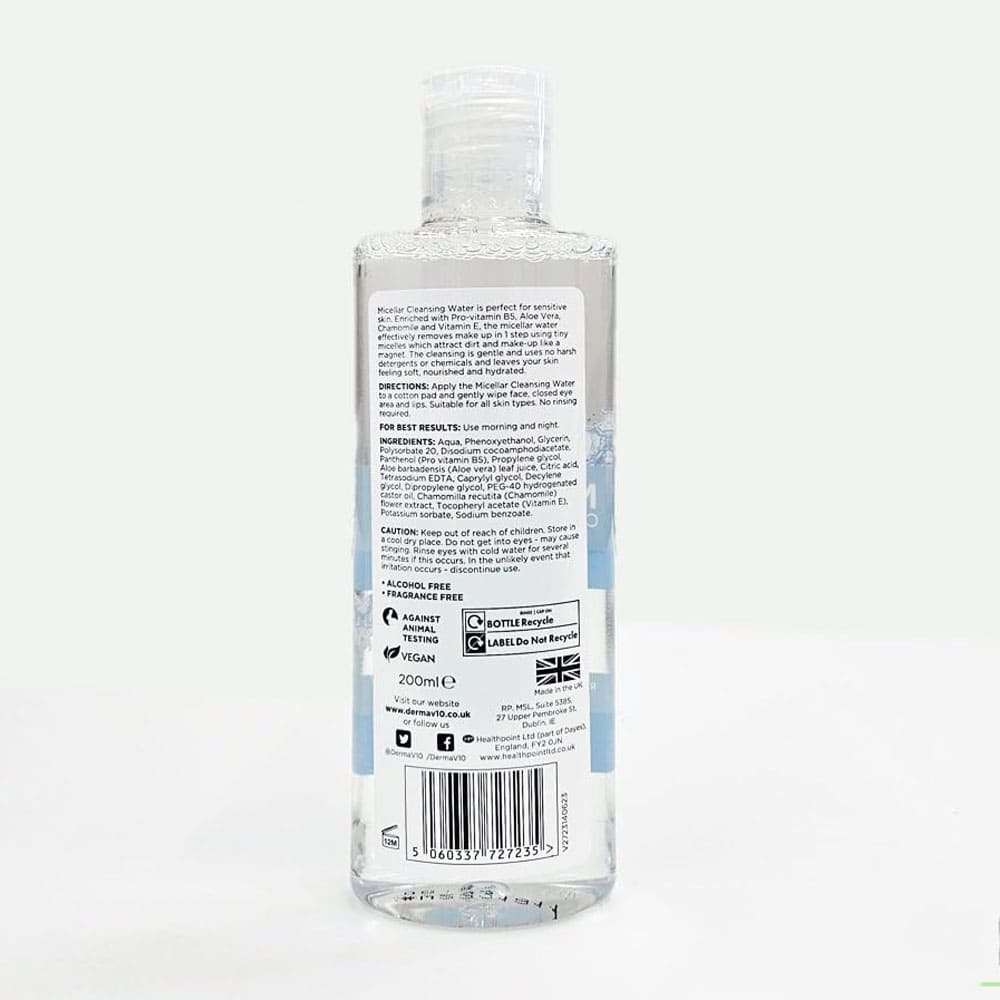 Derma V10 Micellar Cleansing Water 200ml