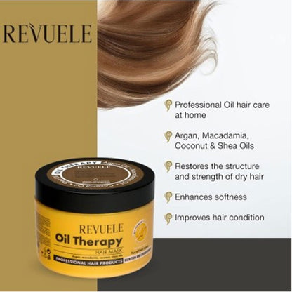 Revuele Hair Mask Oil Therapy With Argan, Macadamia, Coconut, Shea Oils 500ml