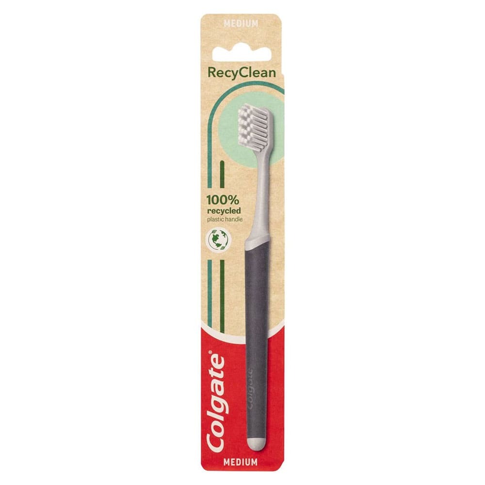 Colgate Toothbrush 100% Recycled Food Grade Plastic Handle Medium 1pk