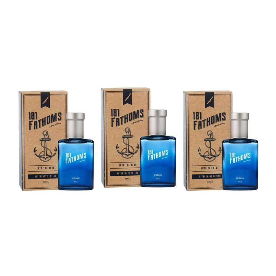 3x Blue Stratos 181 Fathoms Aftershave Lotion 50ml
