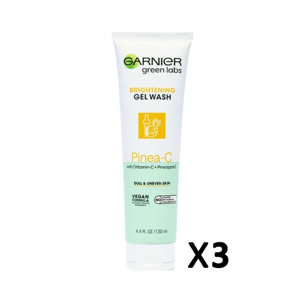 3x Garnier Green Labs Pinea C Brightening Gel Wash 130ml