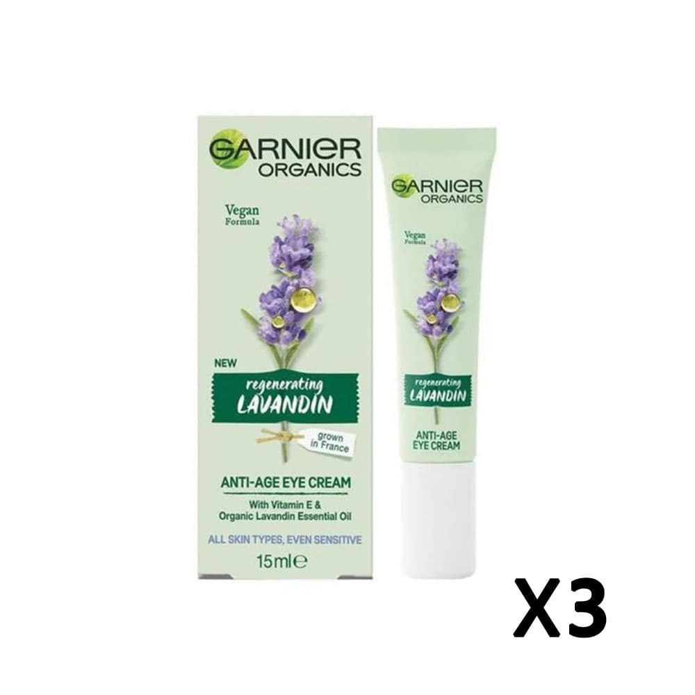 3x Garnier Organics Regenerating Anti Age Eye Cream 15ml