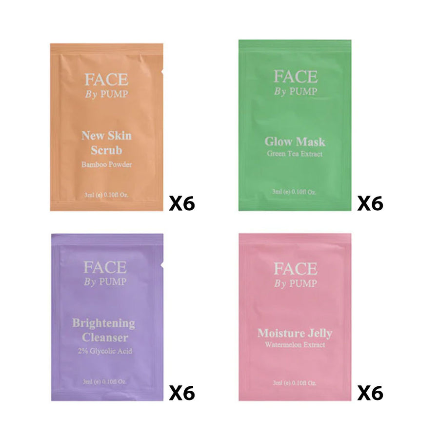 PUMP Skincare 4 Sample Pack - 24 items 3ml each